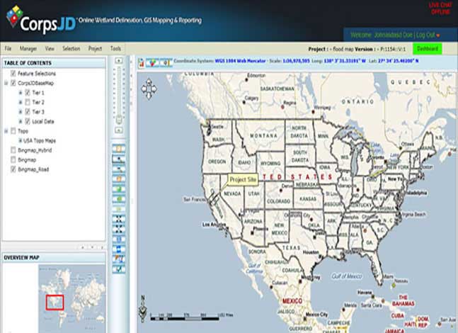 An online wetland delineation software built for environmental engineers to view and analyze GIS data.